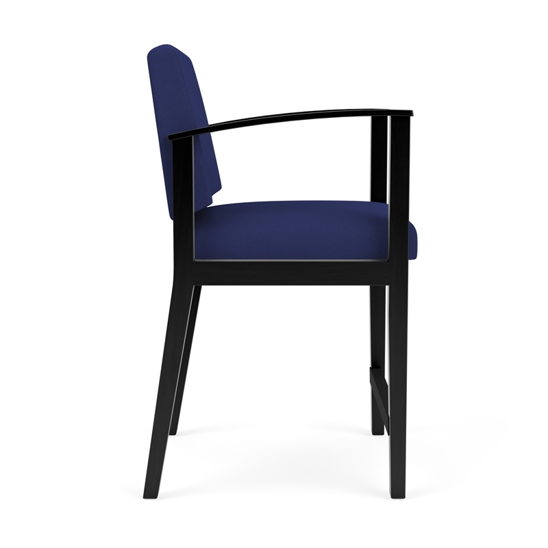 Amherst Wood Reception Waiting Room Healthcare Hip Chair / Black Wood / Blue