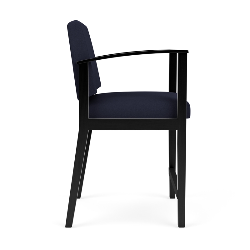 Amherst Wood Reception Waiting Room Hip Chair / Black Wood / Navy Blue