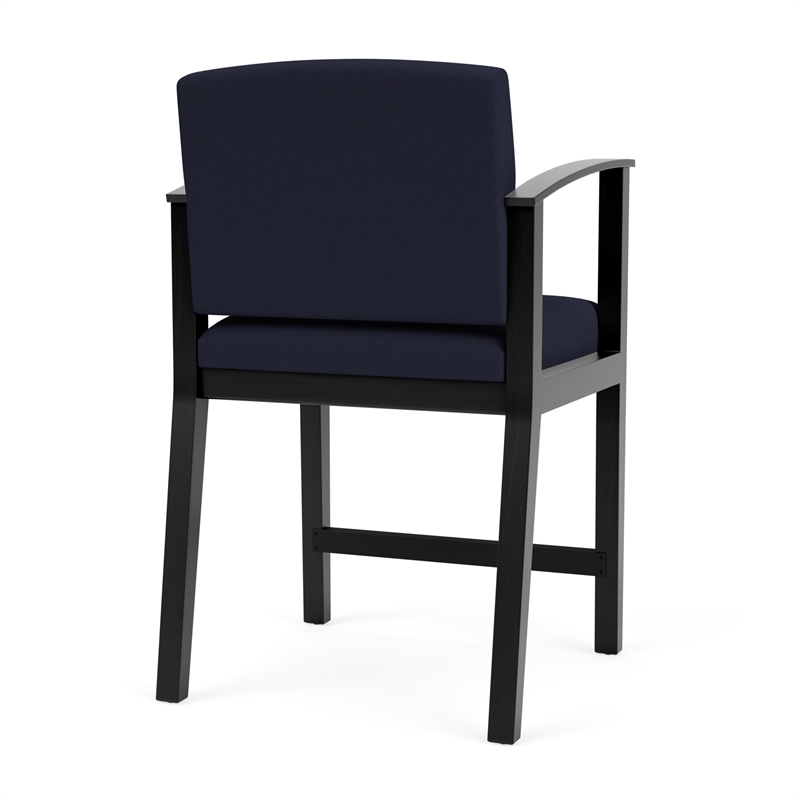 Amherst Wood Reception Waiting Room Hip Chair / Black Wood / Navy Blue