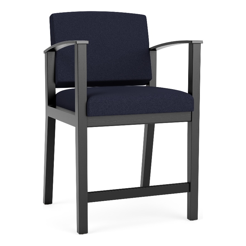 Amherst Wood Reception Waiting Room Hip Chair / Black Wood / Navy Blue