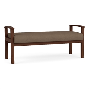 Amherst Wood Reception Waiting Room 19&quot 2 Seat Bench / Walnut Wood / Brown