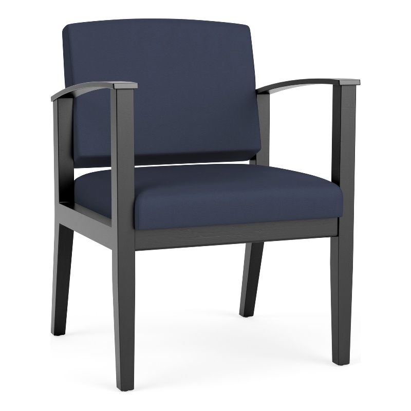 Amherst Wood Reception Waiting Room Healthcare Guest Chair / Black Wood / Blue