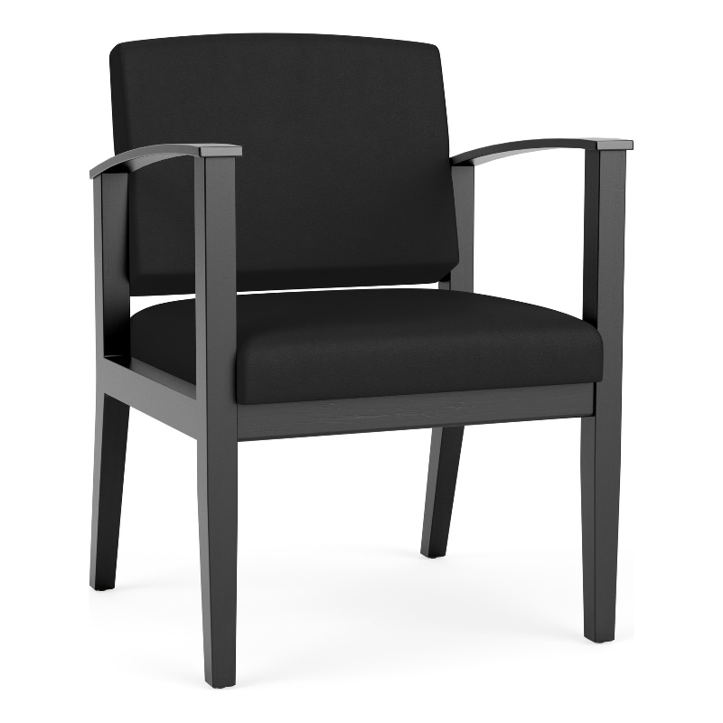 Amherst Wood Reception Waiting Room Healthcare Guest Chair / Black Wood / Black