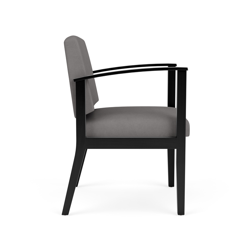 Amherst Wood Reception Waiting Room Guest Chair / Black Wood / Light Gray
