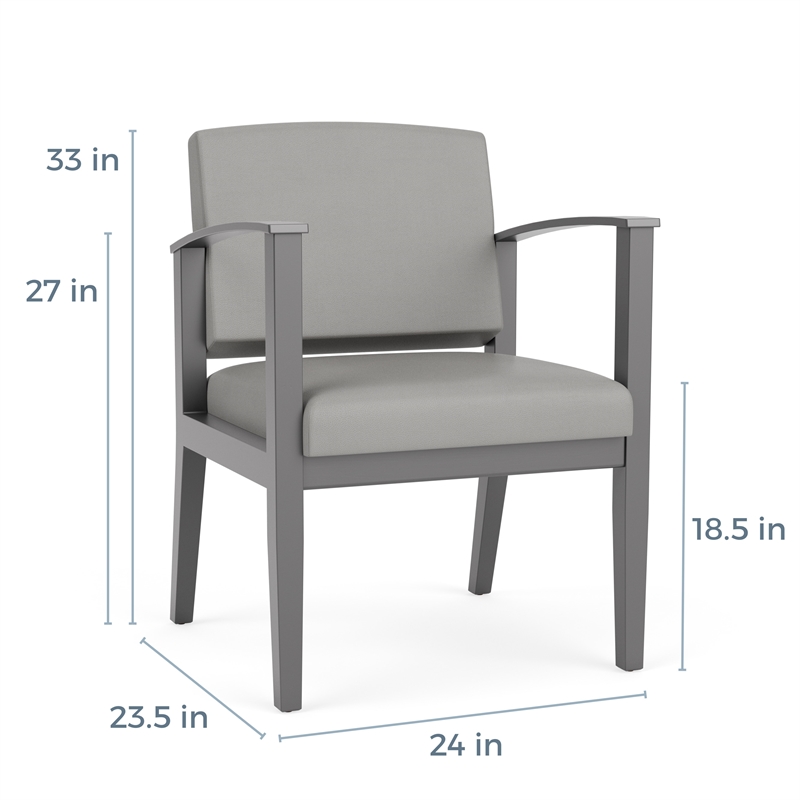Amherst Wood Reception Waiting Room Guest Chair / Black Wood / Light Gray