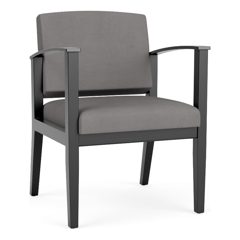 Amherst Wood Reception Waiting Room Guest Chair / Black Wood / Light Gray