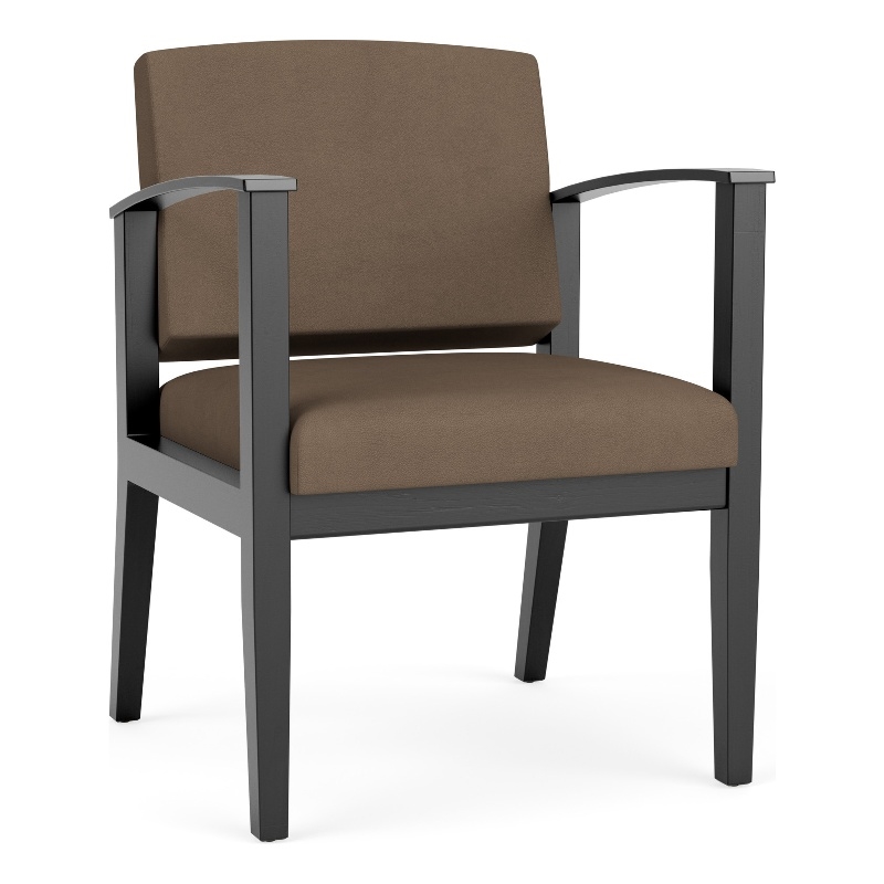 Amherst Wood Reception Waiting Room Healthcare Guest Chair / Black Wood / Brown