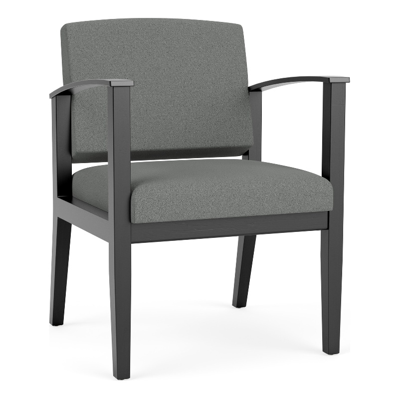 Amherst Wood Reception Waiting Room Guest Chair / Black Wood / Light Gray