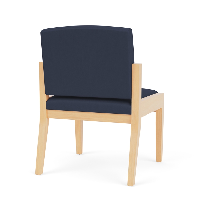 Amherst Wood Reception Waiting Armless Guest Chair / Natural Wood / Blue