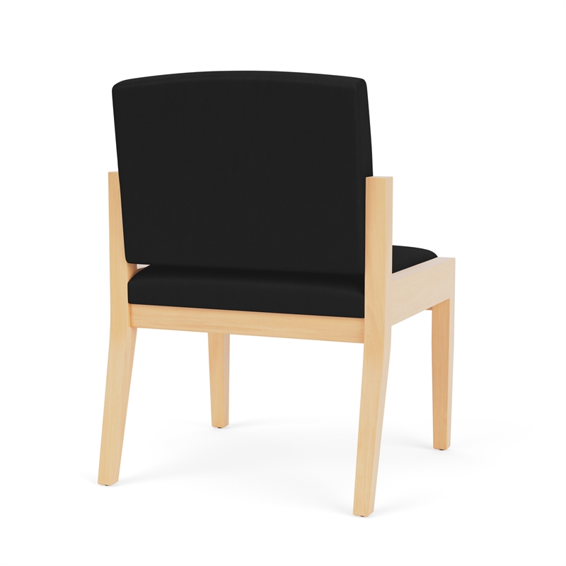 Amherst Wood Reception Waiting Armless Guest Chair / Natural Wood / Black