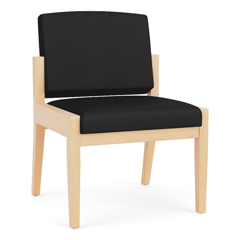 Amherst Wood Reception Waiting Armless Guest Chair / Natural Wood / Black