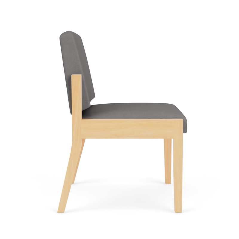 Amherst Wood Reception Waiting Armless Guest Chair / Natural Wood / Light Gray