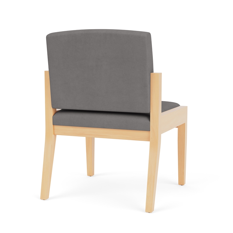 Amherst Wood Reception Waiting Armless Guest Chair / Natural Wood / Light Gray