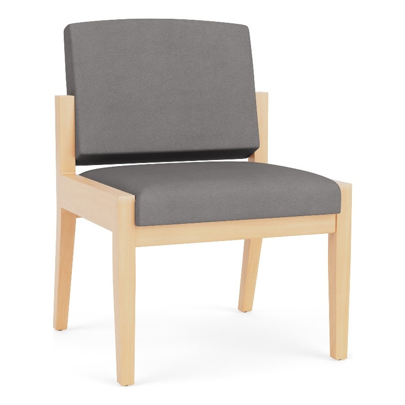 Amherst Wood Reception Waiting Armless Guest Chair / Natural Wood / Light Gray