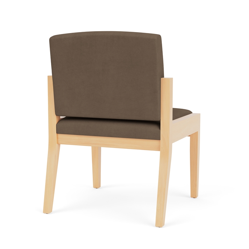 Amherst Wood Reception Waiting Armless Guest Chair / Natural Wood / Brown