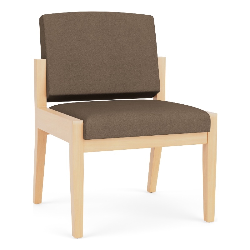Amherst Wood Reception Waiting Armless Guest Chair / Natural Wood / Brown