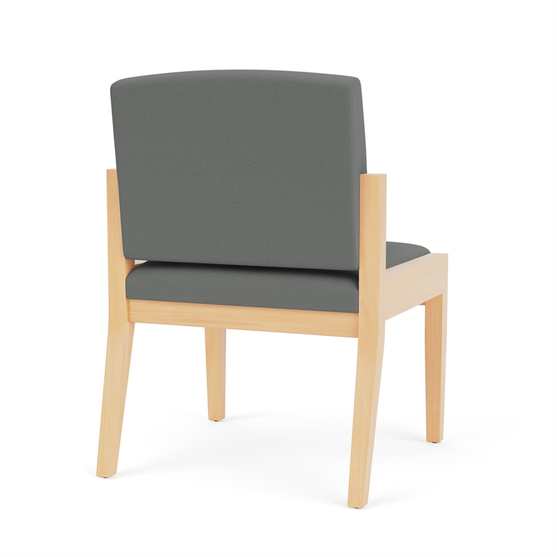 Amherst Wood Reception Waiting Armless Guest Chair / Natural Wood / Light Gray