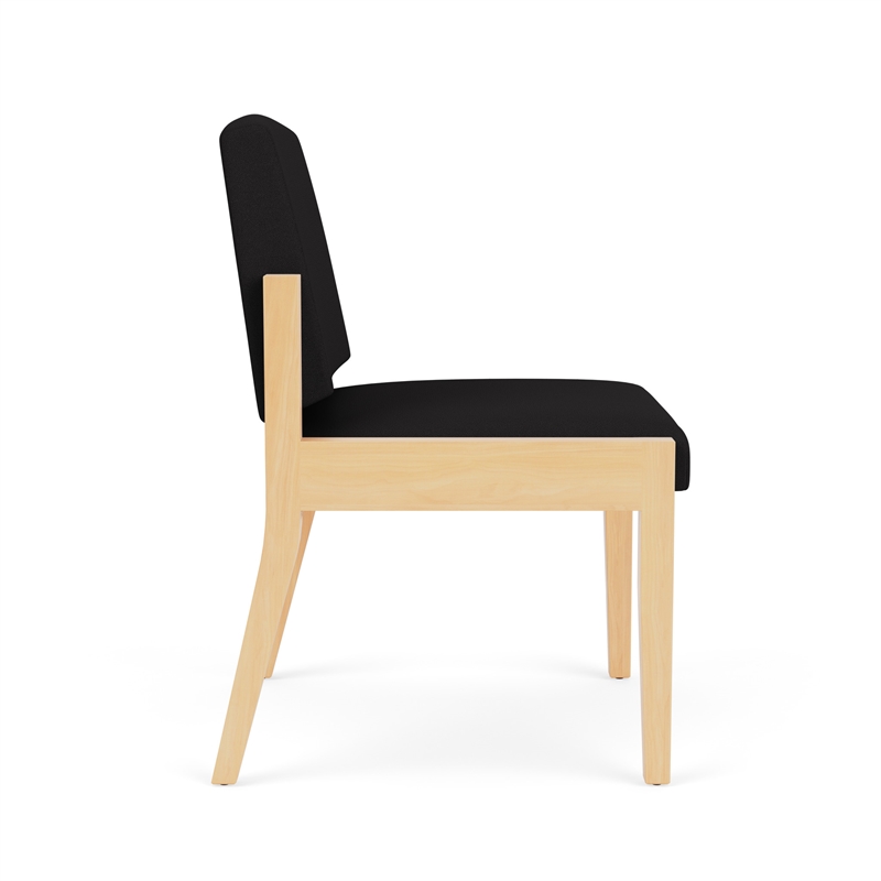 Amherst Wood Reception Waiting Armless Guest Chair / Natural Wood / Black