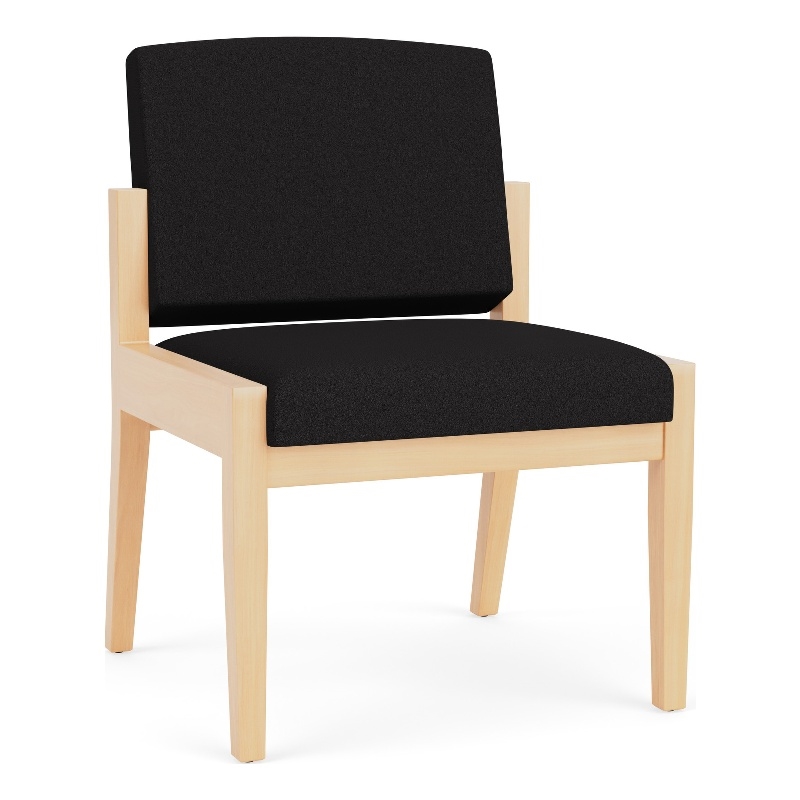 Amherst Wood Reception Waiting Armless Guest Chair / Natural Wood / Black