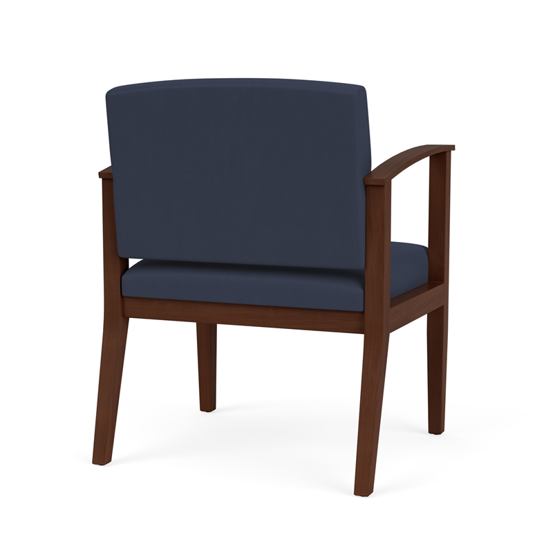 Amherst Wood Reception Waiting Oversize Guest Chair / Walnut Wood / Blue