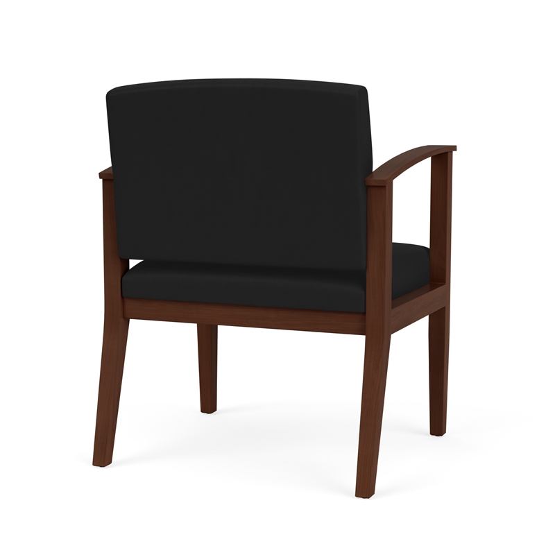 Amherst Wood Reception Waiting Oversize Guest Chair / Walnut Wood / Black