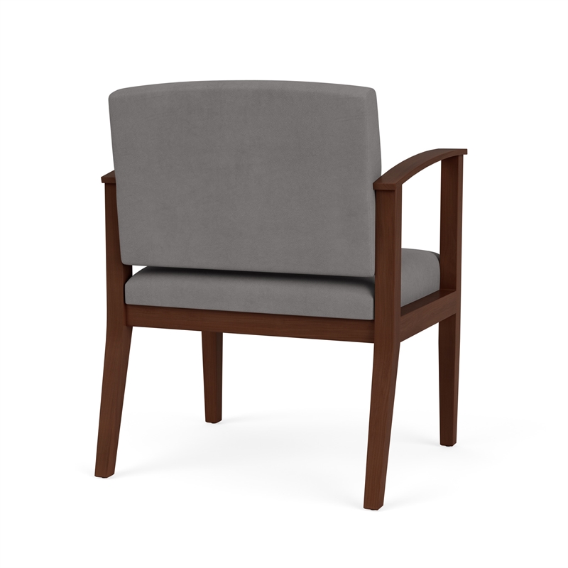 Amherst Wood Reception Waiting Oversize Guest Chair / Walnut Wood / Light Gray