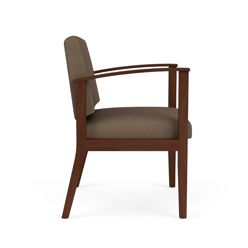 Amherst Wood Reception Waiting Oversize Guest Chair / Walnut Wood / Brown
