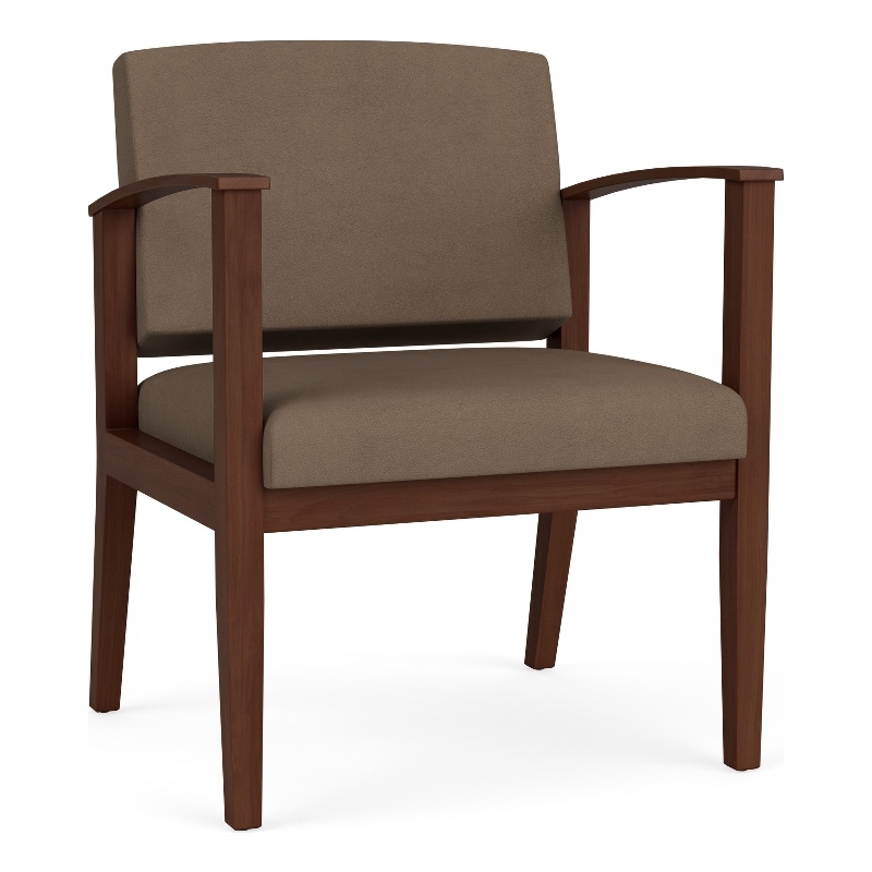Amherst Wood Reception Waiting Oversize Guest Chair / Walnut Wood / Brown