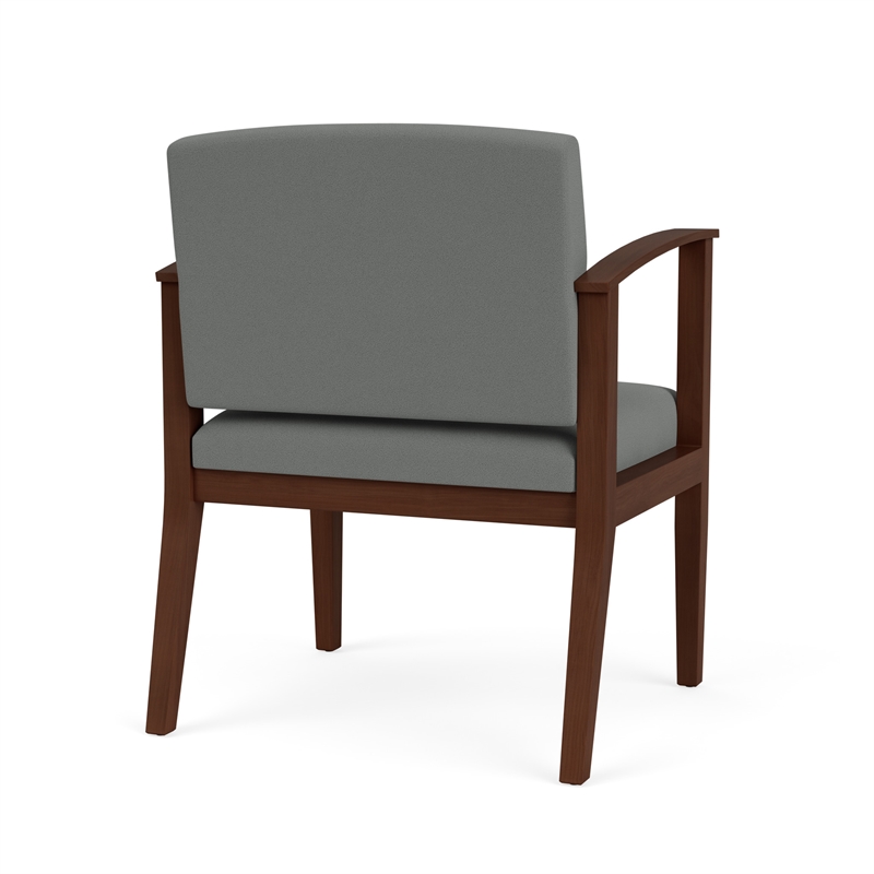 Amherst Wood Reception Waiting Oversize Guest Chair / Walnut Wood / Light Gray