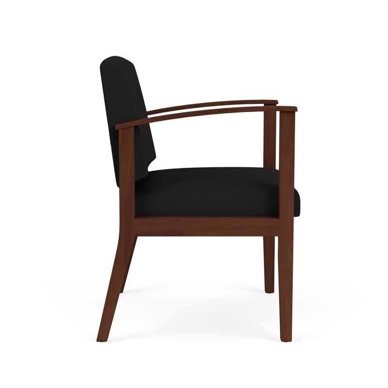 Amherst Wood Reception Waiting Oversize Guest Chair / Walnut Wood / Black