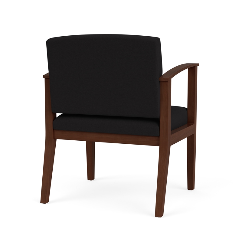 Amherst Wood Reception Waiting Oversize Guest Chair / Walnut Wood / Black