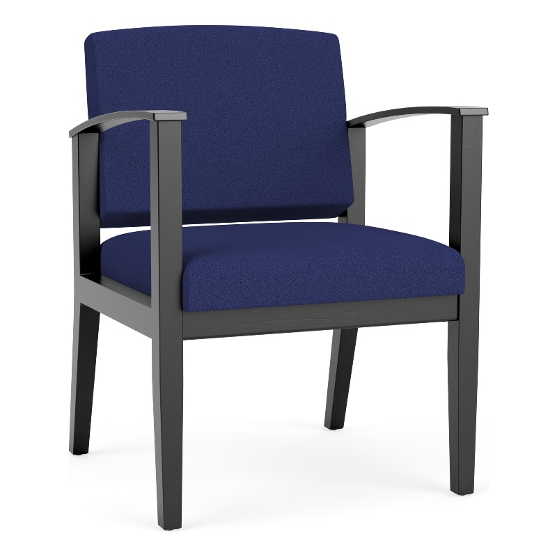 Amherst Wood Reception Waiting Room Healthcare Guest Chair / Black Wood / Blue