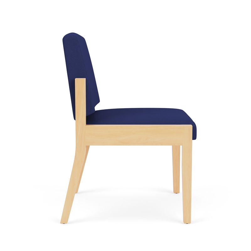 Amherst Wood Reception Waiting Armless Guest Chair / Natural Wood / Blue