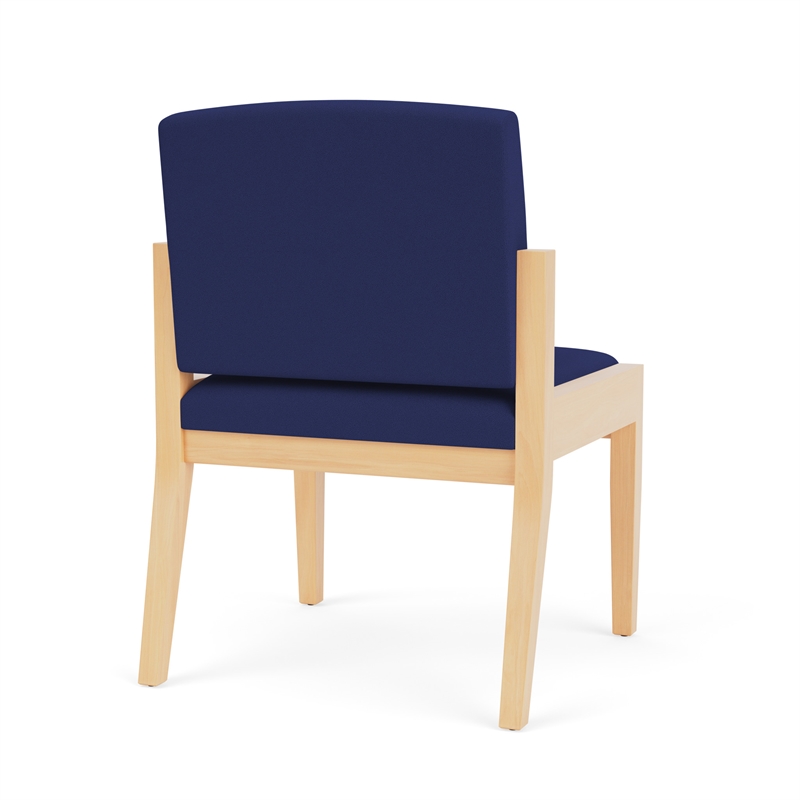 Amherst Wood Reception Waiting Armless Guest Chair / Natural Wood / Blue