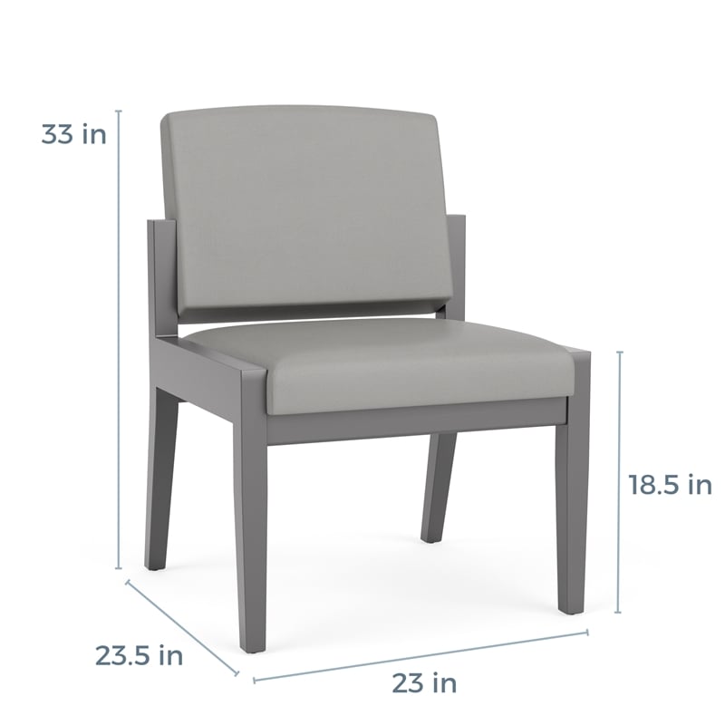 Amherst Wood Reception Waiting Armless Guest Chair / Natural Wood / Navy Blue