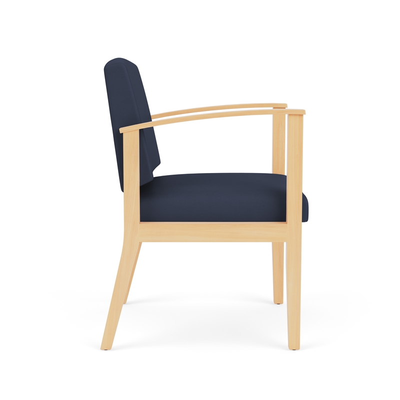 Amherst Wood Reception Waiting Room Healthcare Guest Chair / Natural Wood / Blue