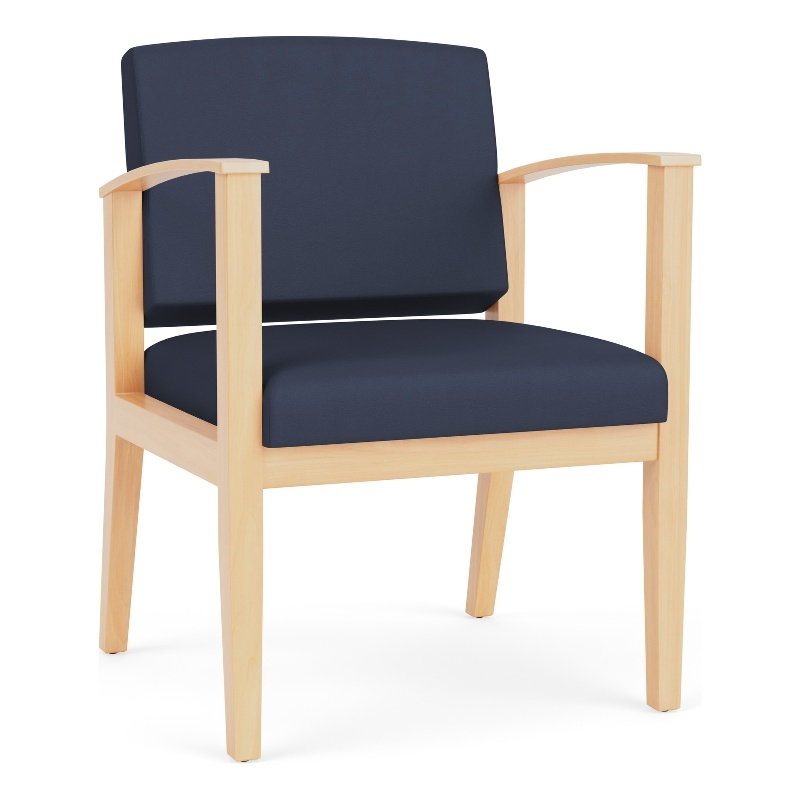 Amherst Wood Reception Waiting Room Healthcare Guest Chair / Natural Wood / Blue