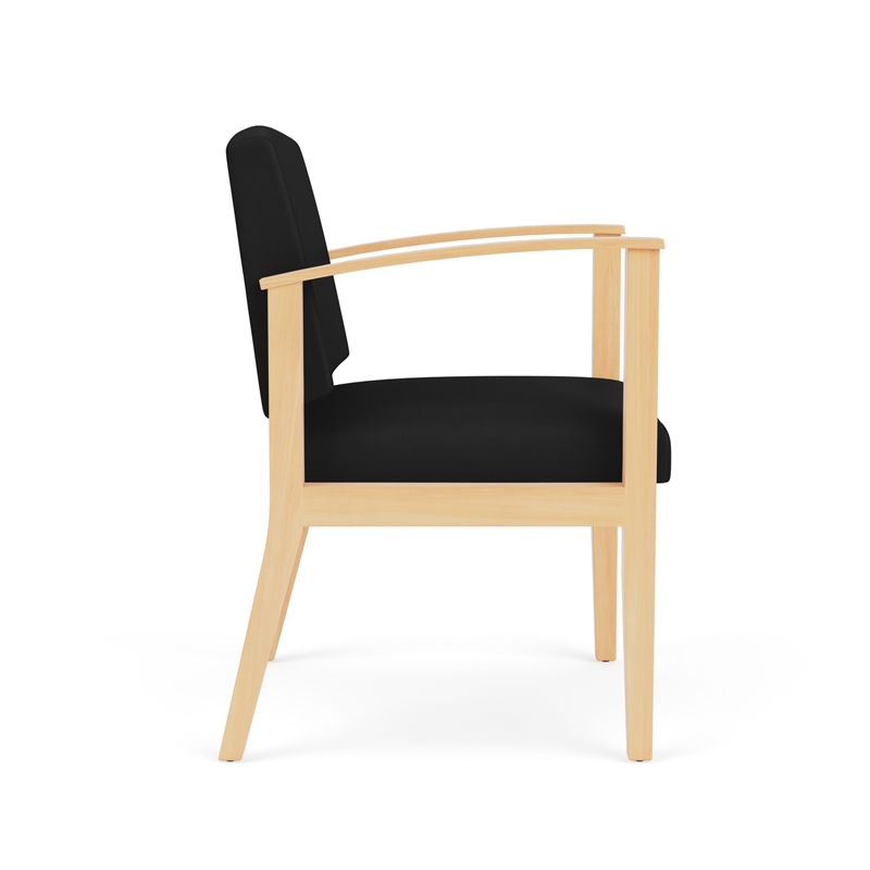 Amherst Wood Reception Waiting Room Guest Chair / Natural Wood / Black