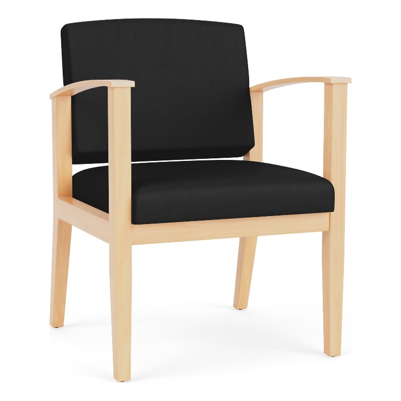 Amherst Wood Reception Waiting Room Guest Chair / Natural Wood / Black