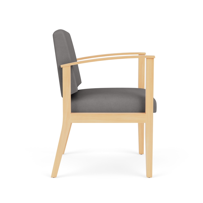 Amherst Wood Reception Waiting Guest Chair / Natural Wood / Light Gray