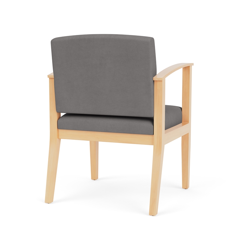 Amherst Wood Reception Waiting Guest Chair / Natural Wood / Light Gray