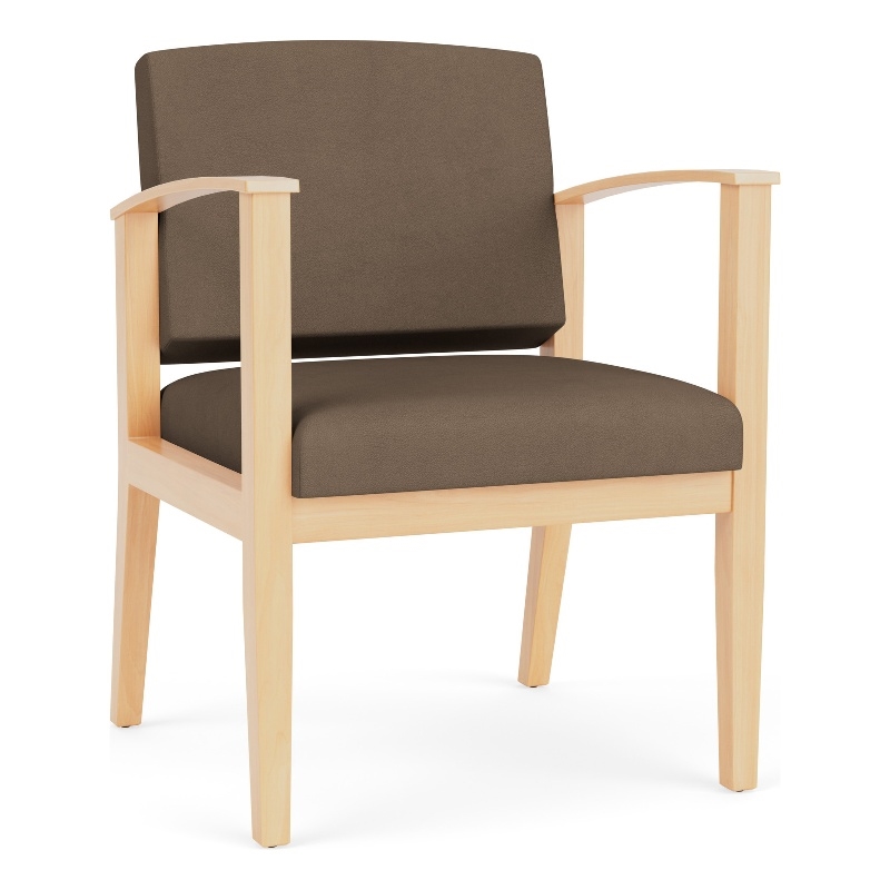 Amherst Wood Reception Waiting Room Guest Chair / Natural Wood / Brown