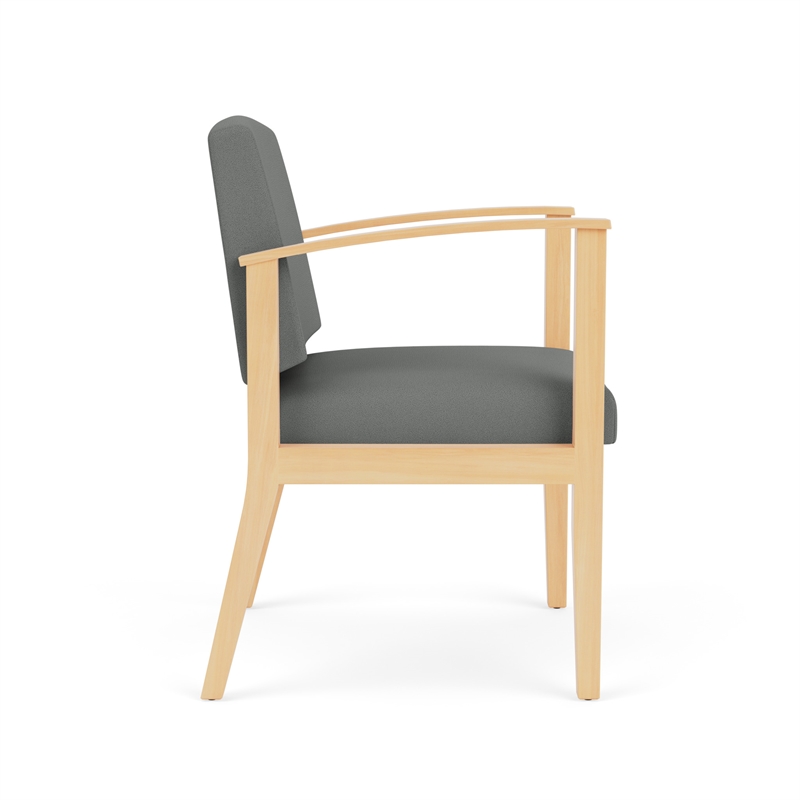 Amherst Wood Reception Waiting Guest Chair / Natural Wood / Light Gray