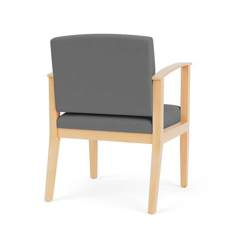 Amherst Wood Reception Waiting Guest Chair / Natural Wood / Light Gray