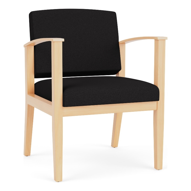 Amherst Wood Reception Waiting Room Guest Chair / Natural Wood / Black