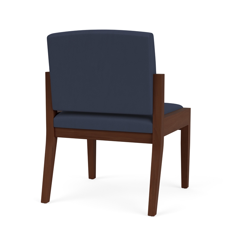 Amherst Wood Reception Waiting Armless Guest Chair / Walnut Wood / Blue