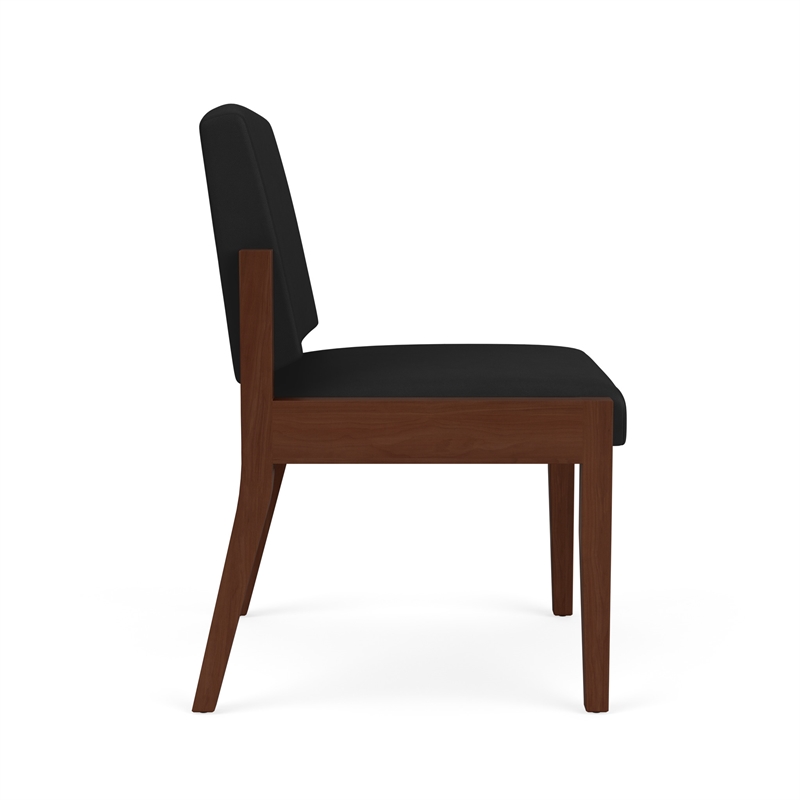 Amherst Wood Reception Waiting Armless Guest Chair / Walnut Wood / Black