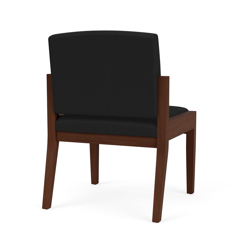 Amherst Wood Reception Waiting Armless Guest Chair / Walnut Wood / Black