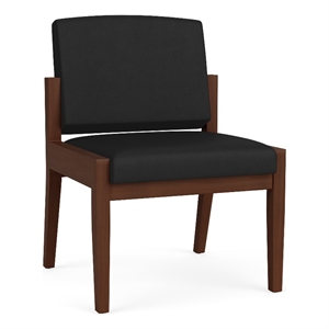 Amherst Wood Reception Waiting Armless Guest Chair / Walnut Wood / Black