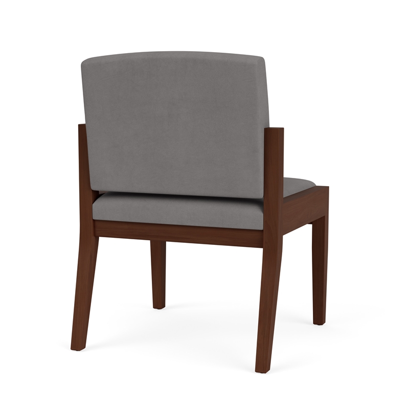 Amherst Wood Reception Waiting Armless Guest Chair / Walnut Wood / Light Gray